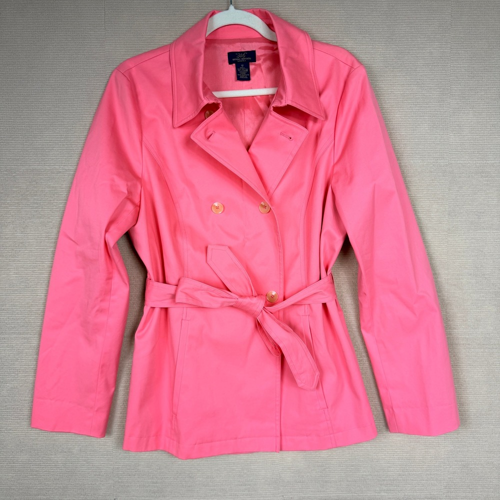 Brooks Brothers 346 Coral Stretch Cotton Double Breasted Belted Trench Coat 12